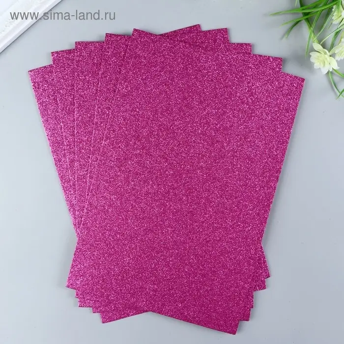 Фоамиран глиттерный Magic 4 Hobby 2 мм  цв. ярко-розовый, 20х30 см