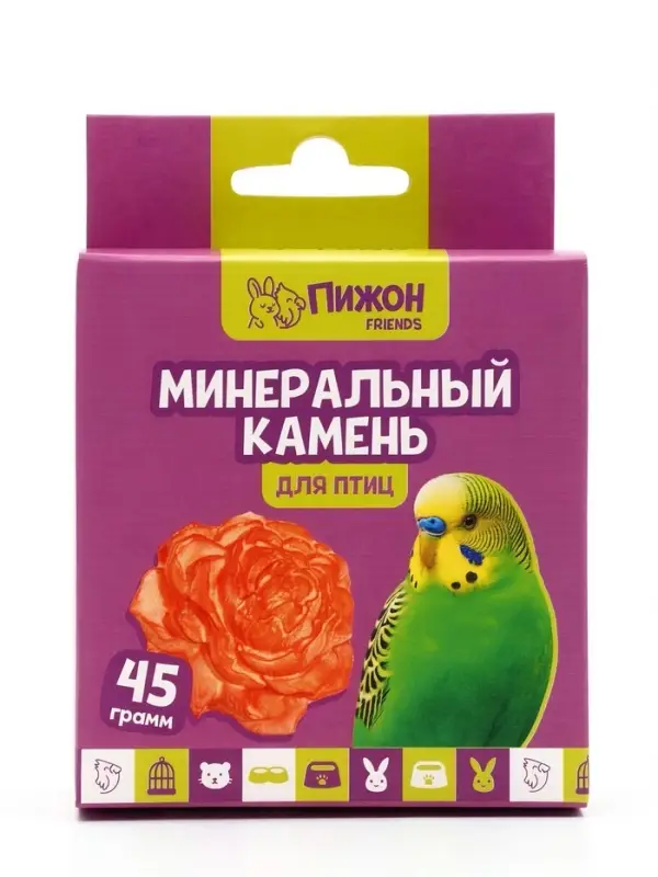 Минеральный камень &laquo;Пижон&raquo; для птиц, пион, 45 г
