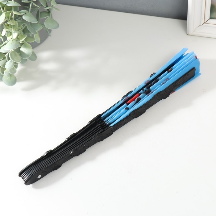 Веер пластик, текстиль h=30 см  Веер пластик, текстиль h=30 см "Китайская мифология" МИКС