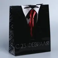 Пакет подарочный ламинированный, упаковка, &laquo;С 23 февраля&raquo;, ML 21&times;25&times;8 см