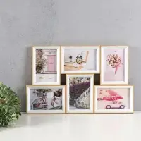 Фоторамка пластик на 6 фото 10х15 см "Двухцветная" бук и белый 29,5х46,5х2 см