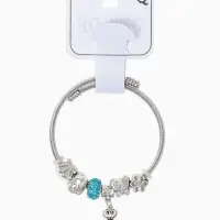 Браслет &laquo;Марджери&raquo; ключик, голубой в серебре, бусины МИКС, d=6 см
