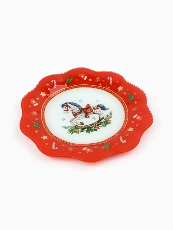 Тарелка плоская новогодняя &laquo;Игрушки&raquo;, d=23 см, стекло