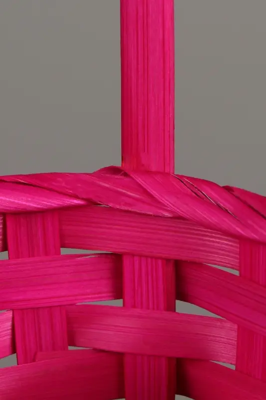 Корзина плетёная для хранения, 13&times;13&times;9.5 см, ручка h=21 см, бамбук, розовая, Greengo