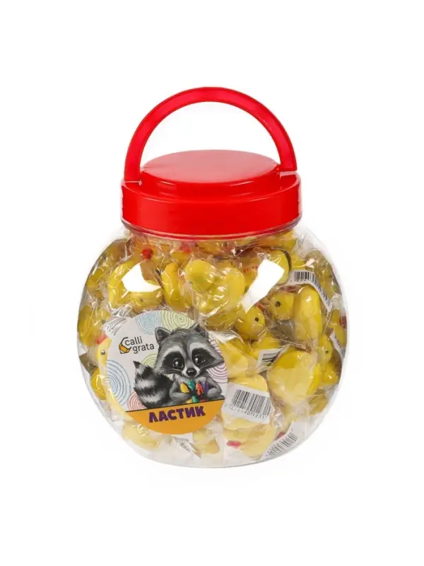 Ластик фигурный «Уточка в пакетека», штрихкод на штуке Ластик фигурный «Уточка в пакетека», штрихкод на штуке