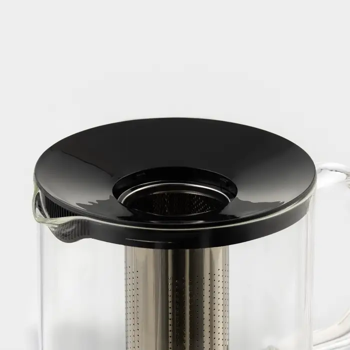 Заварочный чайник &laquo;Локи&raquo;, 1.4 л, с металлическим ситом, стекло, чёрный