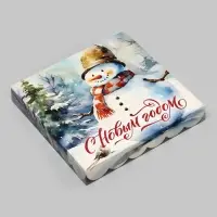 Коробка для печенья, кондитерская новогодняя упаковка, «Снеговик», 21×21×3 см