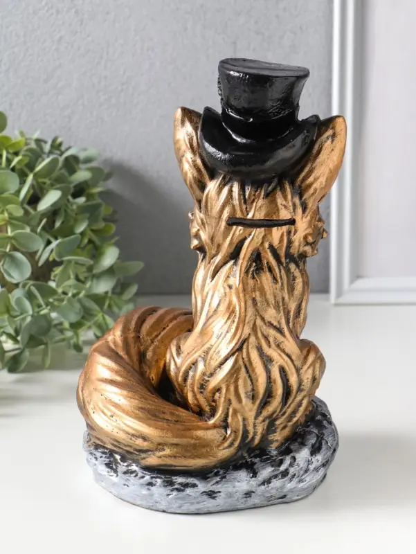 Копилка для денег &laquo;Лиса в шляпе&raquo;, гипс, 24&times;15 см, под бронзу с серебром