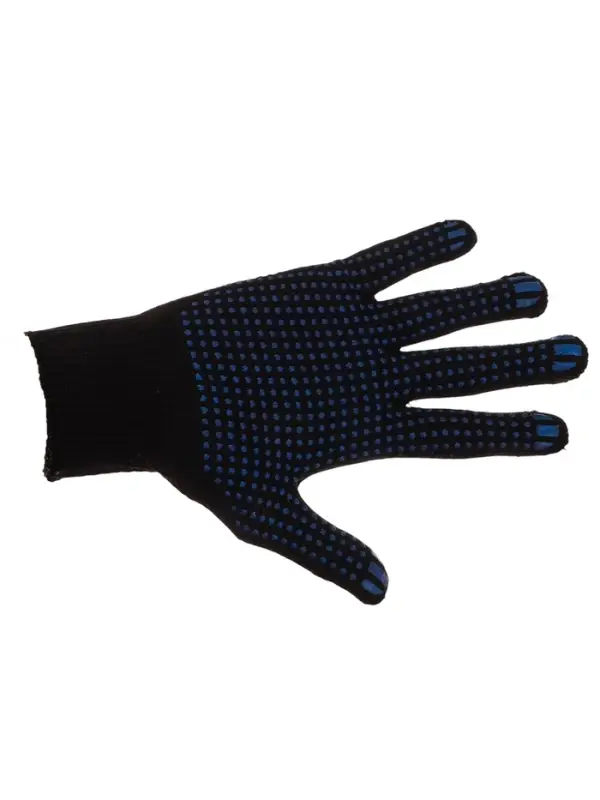 Перчатки садовые, хб, вязка 10 класс, 5 нитей, размер 9, с ПВХ точками, чёрные