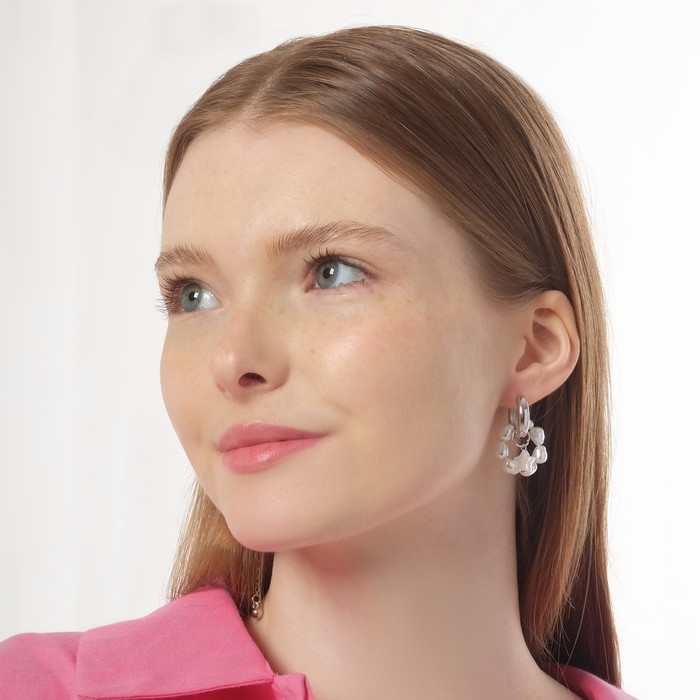 Серьги со съёмным элементом «Трансформер» птица, цвет белый в серебре Серьги со съёмным элементом «Трансформер» птица, цвет белый в серебре