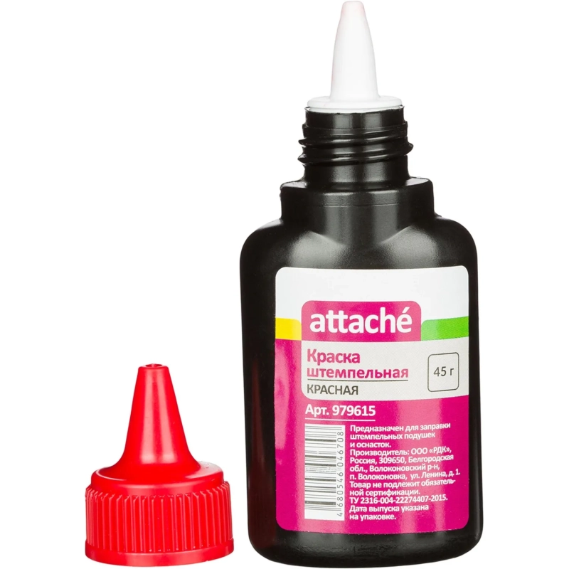 Краска штемпельная Attache красная 45 гр на водной основе