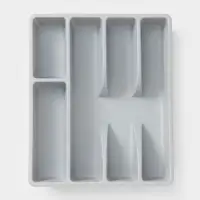 Лоток для столовых приборов, 5 отделений, 25.5&times;30.7&times;4.6 см, пластик, серый