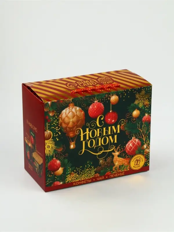 Подарочный набор &laquo;С Новым годом&raquo;: чай (50 г), конфеты (110 г), печенье брауни (120 г)