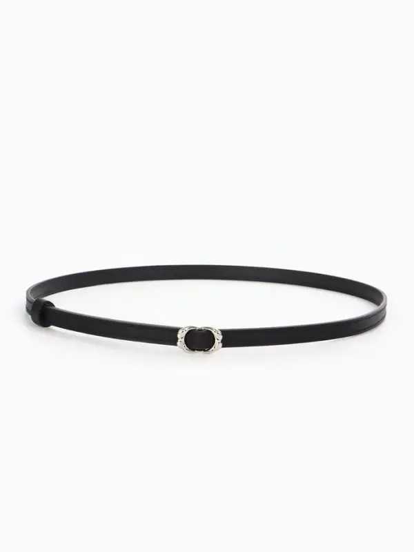 Ремень женский, узкий, 1.4&times;105 см, металлическая пряжка, чёрный