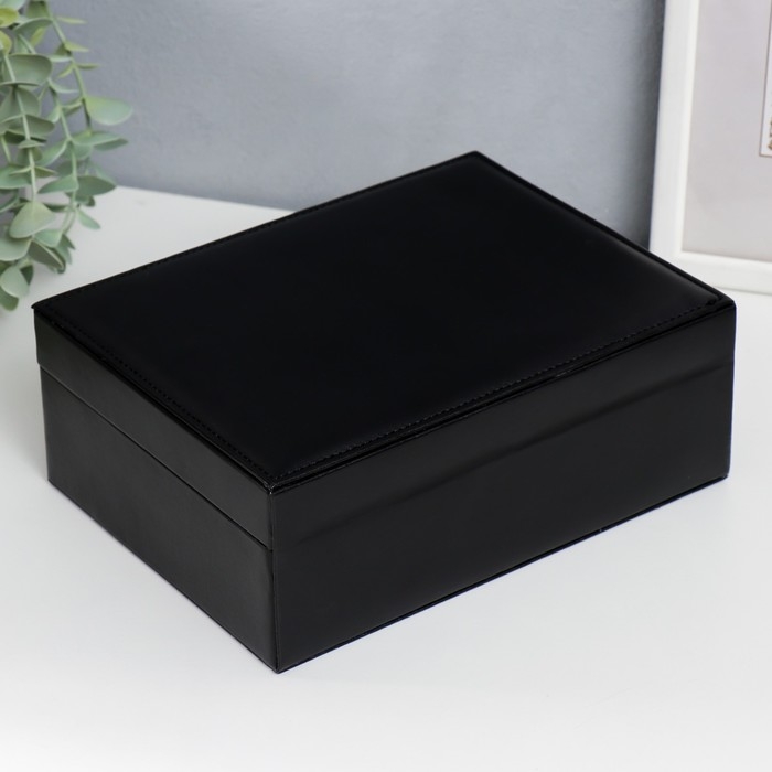 Шкатулка кожзам для украшений  Шкатулка кожзам для украшений "Чёрная матовая" 9х23х17 см