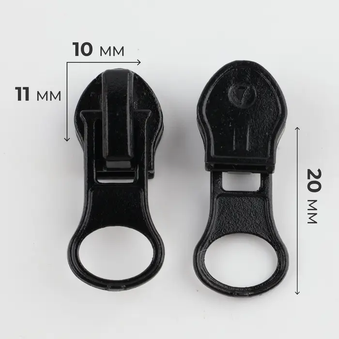 Бегунок для молнии &laquo;Спираль&raquo;, №7, 10 шт., чёрный