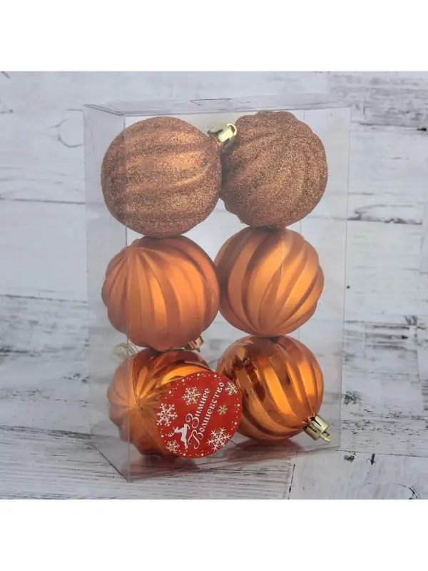 Ёлочные игрушки &laquo;Волна&raquo;, шары новогодние, d=6 см, набор 6 шт.