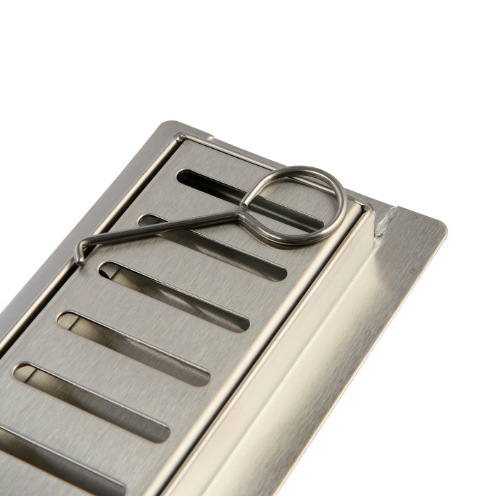 Трап ZEIN engr, c флaнцeм свободного вращ 360°, 7*60 см, d=40/50 мм, нерж сталь, сатин