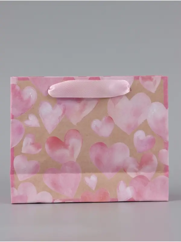 Пакет подарочный крафтовый, упаковка, &laquo;With love&raquo;, S 15&times;12&times;5.5 см