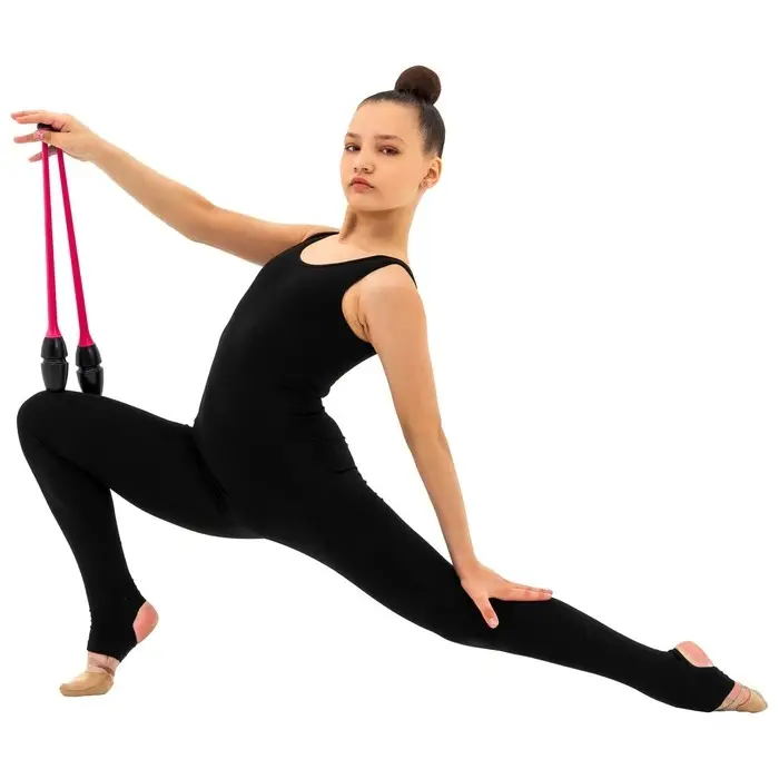 Булавы для художественной гимнастики вставляющиеся Grace Dance, 41 см, цвет чёрный/розовый