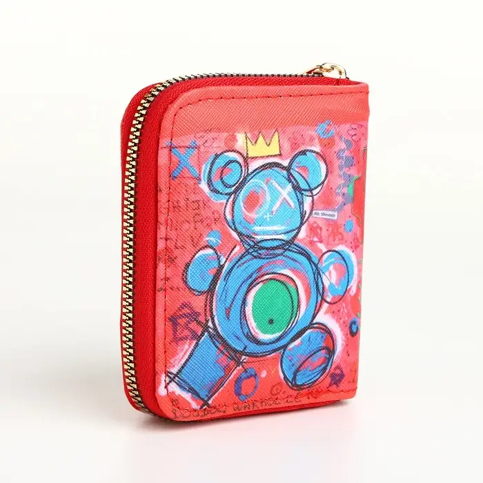 Кошелёк на молнии Crazy bear, маленький, красный