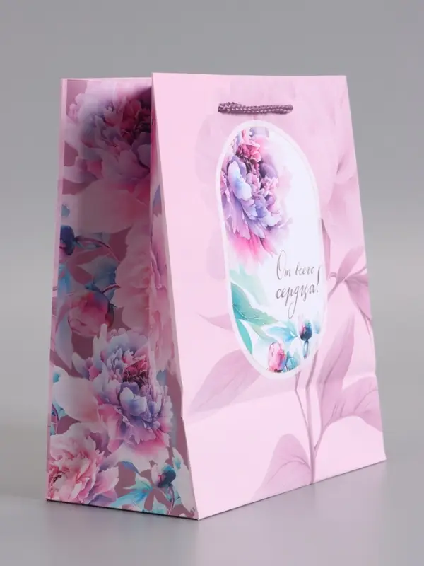 Пакет подарочный "От всего сердца!" ламинированный 18 х 22,3 х 10 см