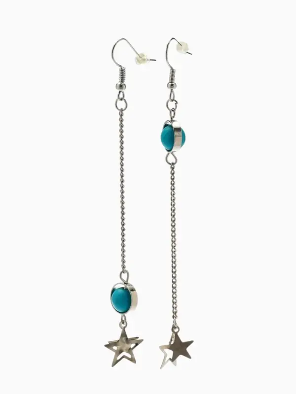 Серьги под натуральный камень &laquo;Звёзды&raquo;, бирюза, голубые в серебре