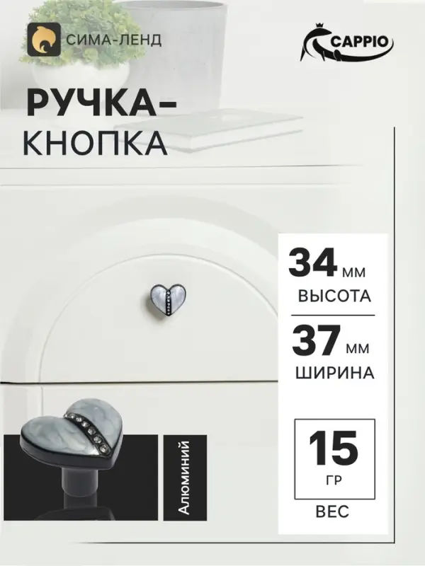 Ручка кнопка CAPPIO POLY, чёрная, набор 4 шт.
