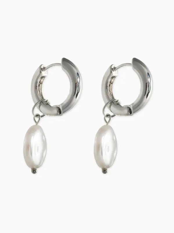 Серьги жемчуг "Барокко", цвет белый в серебре