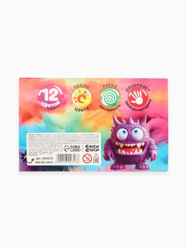 Пластилин 12 цветов, 180 г Буки Бяки Пластилин 12 цветов, 180 г Буки Бяки