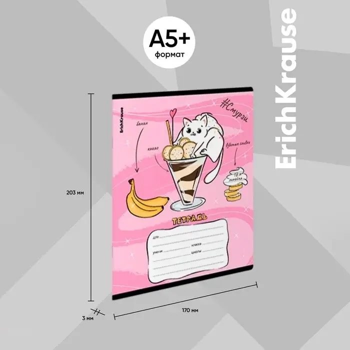 Тетрадь 18 листов в линейку, ErichKrause &laquo;Смузит&raquo;, обложка мелованный картон, МИКС