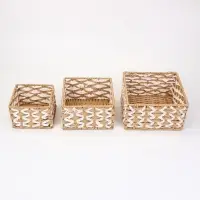 Набор корзин &laquo;Айка&raquo; 3 шт.: 15&times;10, 19&times;11, 22&times;12 см, бумага, бежевые, квадратные