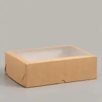 Коробка под 12 капкейков с окном, крафт, 32.5&times;25.5&times;10 см, 5 шт.