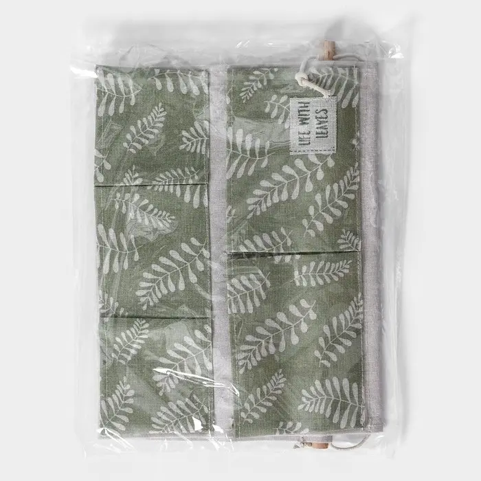 Органайзер подвесной с карманами Доляна Leaves, 7 отделения, 50×38 см, цвет зелёный Органайзер подвесной с карманами Доляна Leaves, 7 отделения, 50×38 см, цвет зелёный