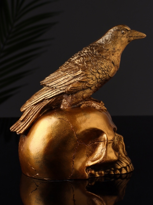 Фигура Фигура "Ворон на черепе" 17х15х15 см, бронза