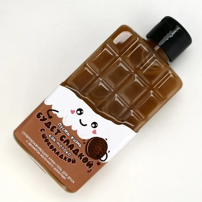 Гель для душа ЧИСТОЕ СЧАСТЬЕ «Жизнь будет сладкой», 300 мл, аромат шоколада, Новый Год