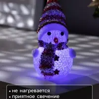 Ёлочная игрушка &laquo;Красный снеговичок&raquo;, 8 см, 1 LED, от батареек AG13&times;3, свечение мульти (RGB)