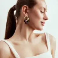 Серьги металл &laquo;Цепь&raquo;, диагональ, 2 полых ромба, золотисто-чёрные