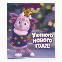 Пакет подарочный &laquo;Новый год&raquo;, Лунтик, M. 26 х 9 х 30 см