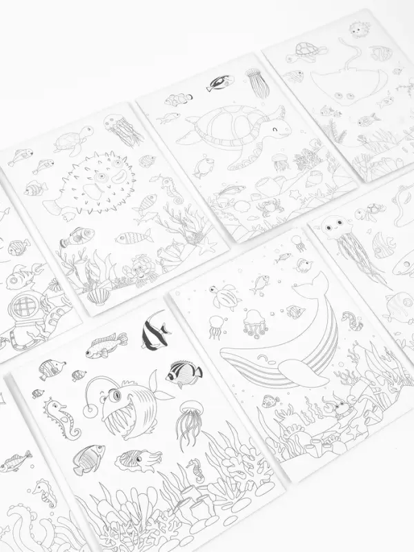 Гравюра блокнот "Морские жители", 9 листов, штихель