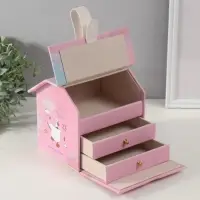 Шкатулка для украшений &laquo;Домик. Утёнок&raquo;, искусственная кожа, розовая, 16.5&times;19&times;16.5 см