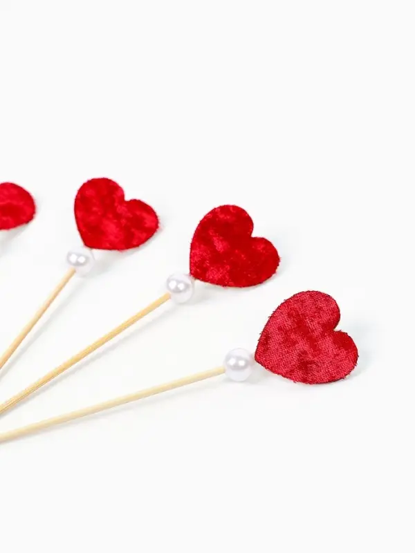 Шпажки "сердечки бусинки" (набор 6 шт)