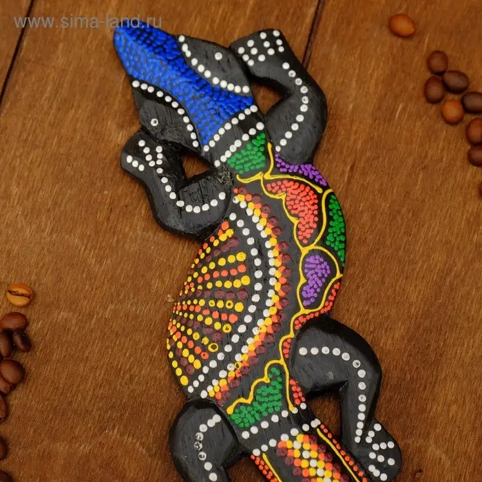 Панно декоративное  Панно декоративное "Ящерица геккон" 24х7,5х1 см МИКС