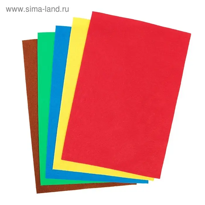 Фетр цветной мягкий A4 deVENTE. Фетр цветной мягкий A4 deVENTE. "Яркие цвета" 5 цветов, 5 листов, толщина 2 мм