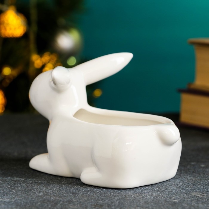 Кашпо  Кашпо "Сканди заяц" белый, 13х8х9см
