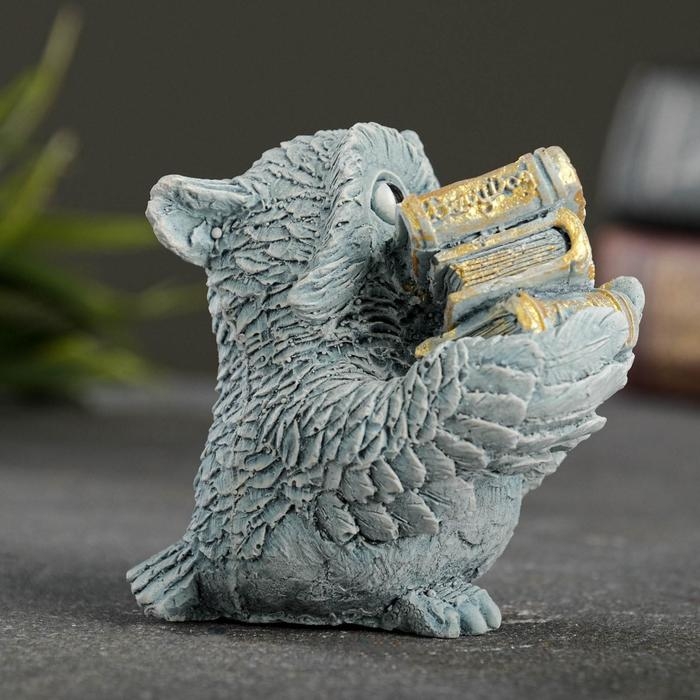 Фигура Фигура "Сова с книгами" серо-голубой 10х6х6см