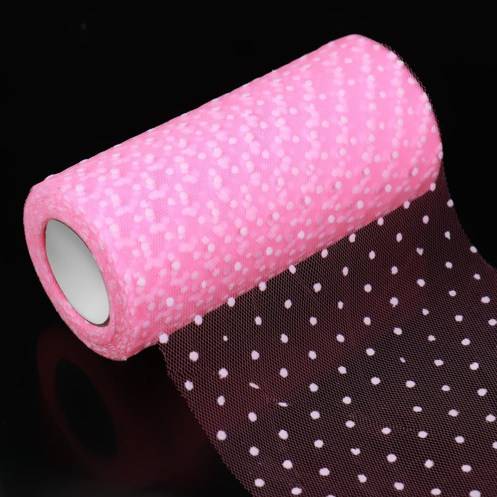 Фатин «Горох», 15 см, 11 ± 1 г/кв.м, 23 ± 1 м, цвет розовый №4 Фатин «Горох», 15 см, 11 ± 1 г/кв.м, 23 ± 1 м, цвет розовый №4