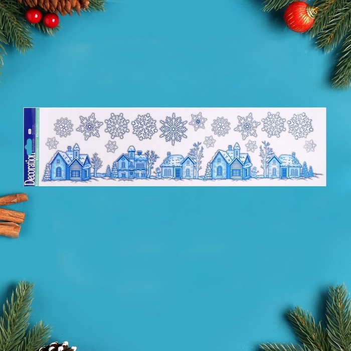 Наклейки на окна Наклейки на окна "Новогодние" снежинки 60 х 15 см,