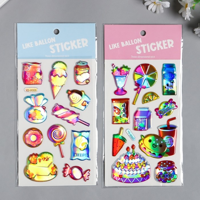 Наклейка пластик голография Наклейка пластик голография "Леденцы" МИКС 23х11 см