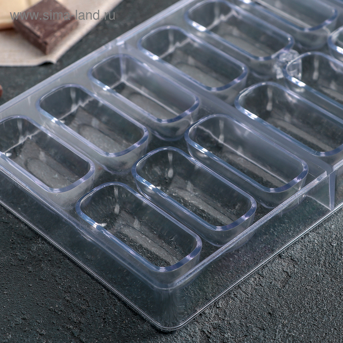 Форма для шоколада и конфет KONFINETTA «Батончик», 28×14 см, 18 ячеек, цвет прозрачный Форма для шоколада и конфет KONFINETTA «Батончик», 28×14 см, 18 ячеек, цвет прозрачный